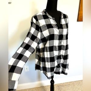 Calvin Klein Jeans Buffalo Checkered Plaid B&W Shirt Long sleeve top XL